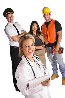 Doctor with workers Doctor with workers